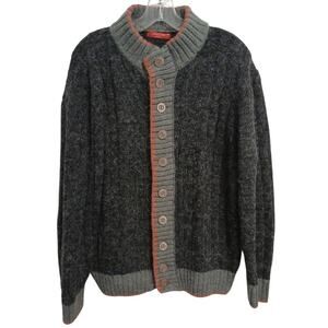 Vintage Mohair Cardigan Nordic Sweater Sz M Gray Grandpa Buttons Textured Ribbed